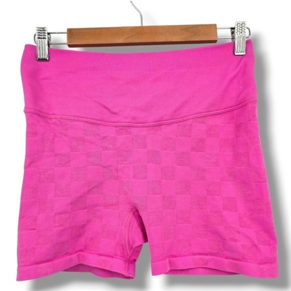 JoyLab Athletic Shorts High Waist Checkered Print Hot‎ Pink Gym Activewear M